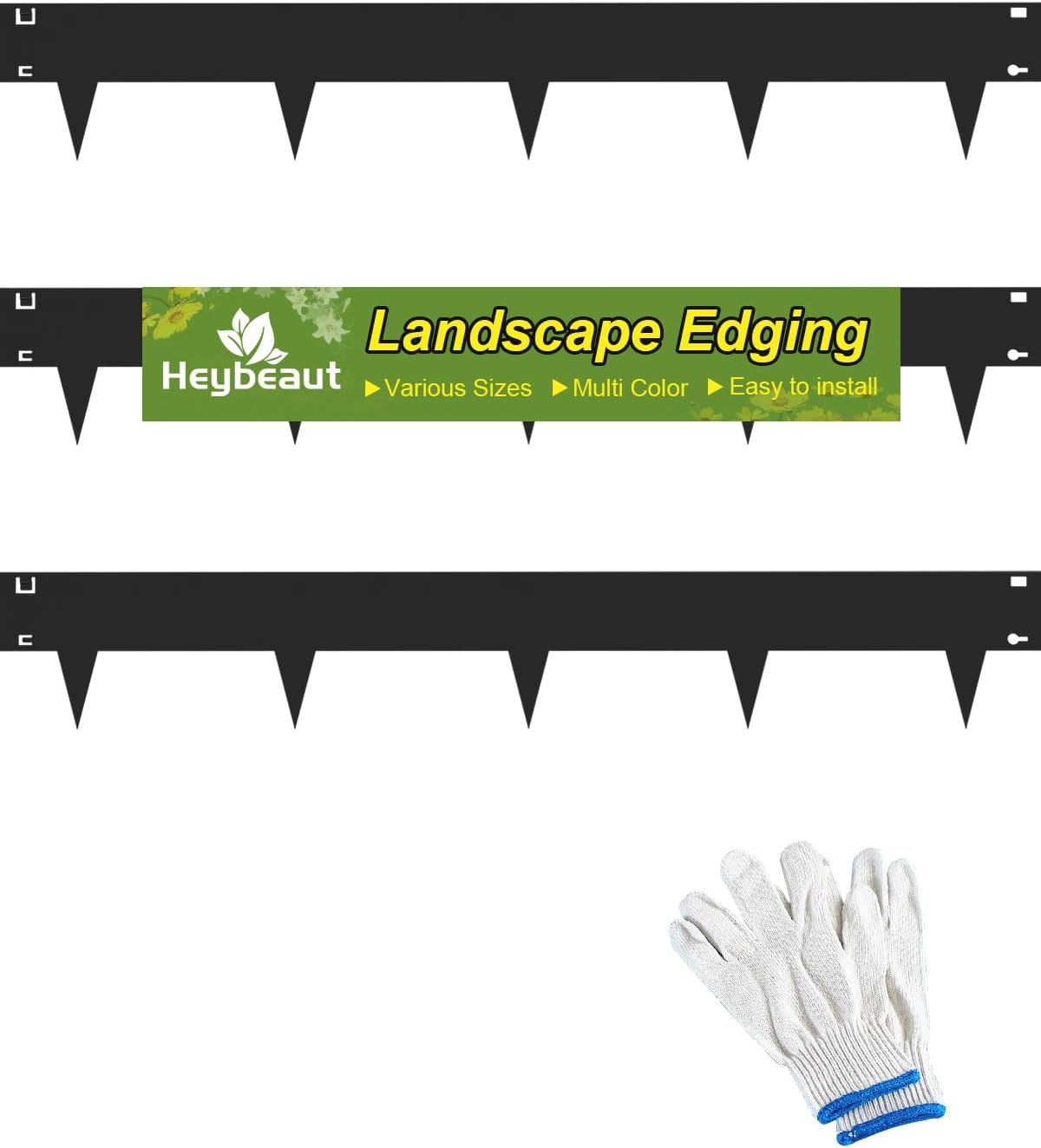 Landscape Edging Border, 40" L x 6" H 3Pack 10FT Total Black Galvanized Steel Garden Edging,Easy Installation,Sturdy Elegant Metal Lawn Broder for Flower Beds, Pathways, Paver Edges and Yard