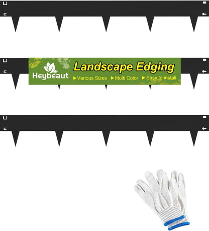Landscape Edging Border, 40" L x 6" H 3Pack 10FT Total Black Galvanized Steel Garden Edging,Easy Installation,Sturdy Elegant Metal Lawn Broder for Flower Beds, Pathways, Paver Edges and Yard