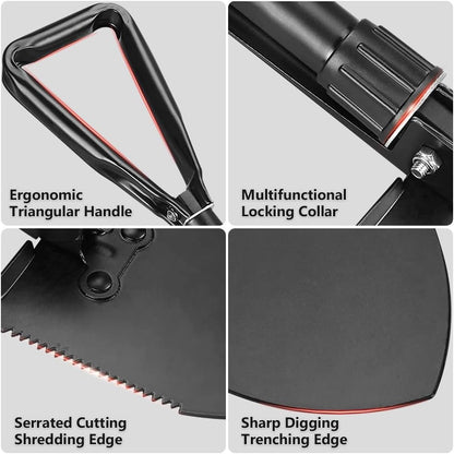 Camping Shovel, 18.5'' Lightweight Digging Shovel Portable Ergonomic High Carbon Steel Folding Shovel for All Occasions Outdoor Camping Hiking Garden Emergency