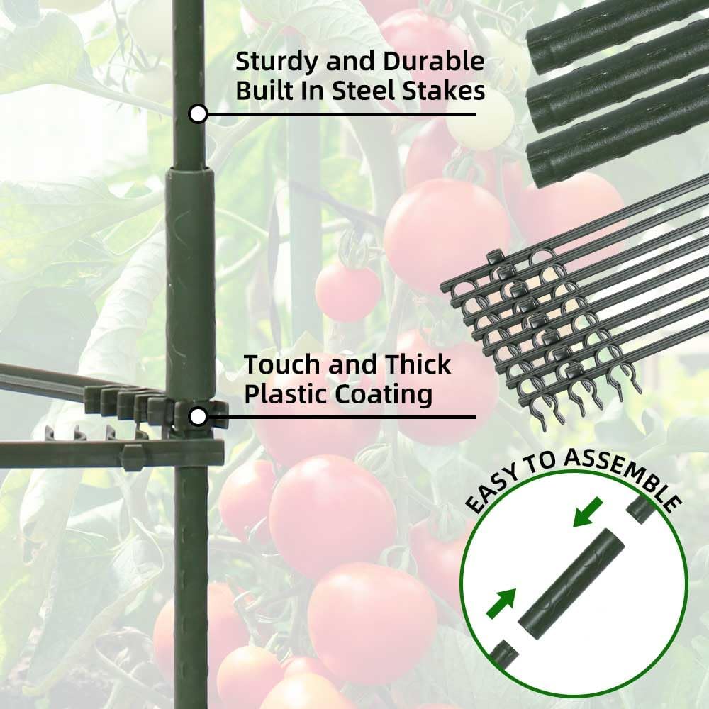 3 Package up to 48in Tomato cage Garden Grid Plant Support Posts with Adjustable Tomato cage Vegetable Grid (3pack)