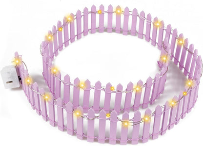 Mini Fairy Garden Fence, 35.5x2 Inch Cuttable Small Wood Picket Fence, DIY Miniature Accessories Decoration for Dollhouse, Crafts, Vegetable Platter, Cake(Light Purple)