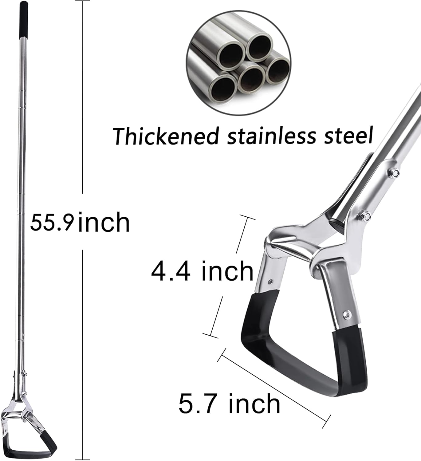 Garden Hoe for Weeding Long Handle Hula Hoe Stirrup Hoe Garden Tool Stainless Steel Poles Adjustable Long Handle Weeding Hoe, 55.9 INCH