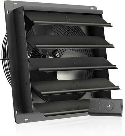 AC Infinity AIRLIFT S16, Shutter Exhaust Fan 16” with 10-Speed Controller, EC Motor - Wall Mount Ventilation and Cooling for Sheds, Attics, Workshops, and Greenhouses