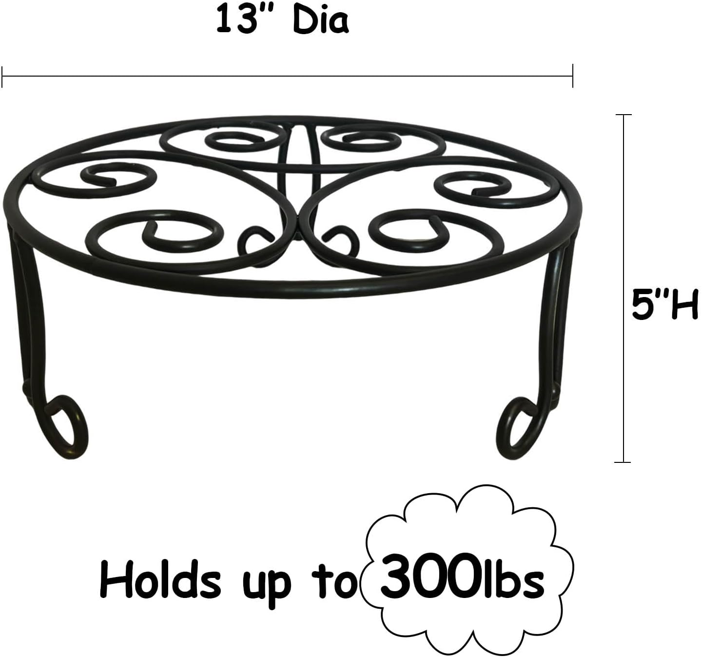 2 Pack 13in Diameter Metal Plant Stand for Indoor Outdoor Large Plants Flower Pot Heavy Duty Flower Pot Stand Holder,Rustproof Iron Round Plant Shelf for Planter Outdoor Plant Stand for Patio & Garden Décor (2 Pack 13 Diameter 5 inches Tall Black)