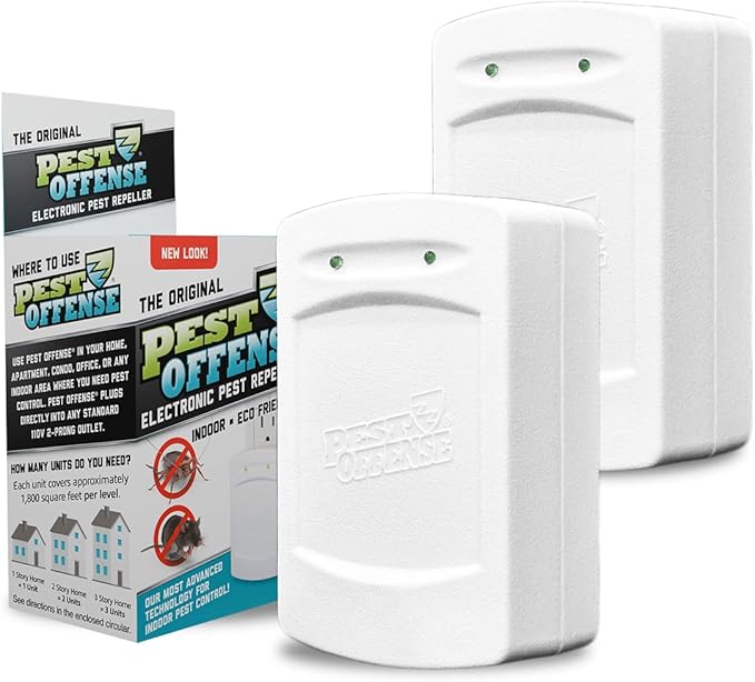 2025 Upgraded PEST OFFENSE New Look Electronic Pest Repeller for Indoor Pest Control of Mice, Rats, Rodents, Roaches for Home, Office, Business, Garage, Warehouse