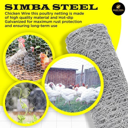 Chicken Wire 36 in x 150 FT x 2” Mesh x 20GA | Poultry Wire Netting | Hot Dipped Galvanised | Hexagonal Galvanized Mesh for Chicken Coop, Rabbit Cage, Fence Barrier PM36x150x2
