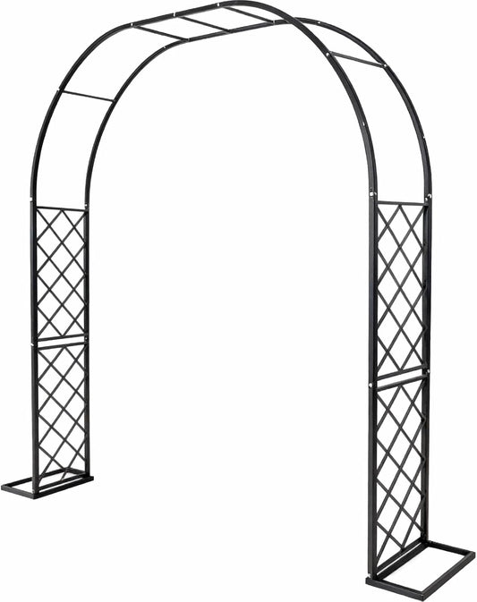 Metal Garden Arbor, Heavy Duty Metal Garden Arch Trellis for Climbing Plants, Decorative Archway Wedding Arch Frame for Patio, Backyard, Patio, Lawn, Pathway, Black