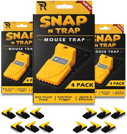 RinneTraps| 12 Pack | Snap N Trap | Mouse Trap | One Touch Setup | Reusable | Quick Kill | Made in USA