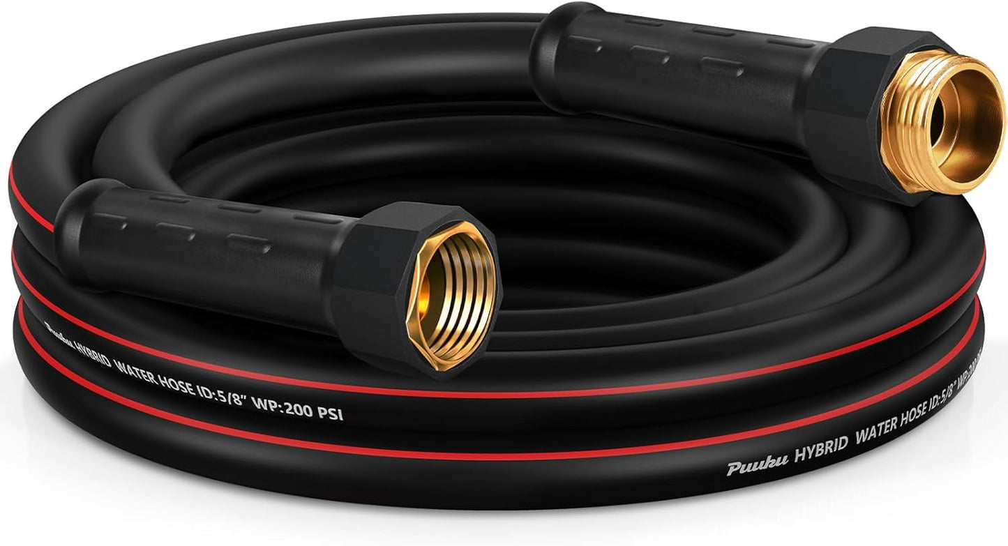 Short Garden Hose 10ft x 5/8", NON-EXPANDABLE Heavy Duty Premium Flexible Water Hose, No Kink, Leakproof, Lightweight Hybrid Hose with Male to Female Fittings for Household&Backyard