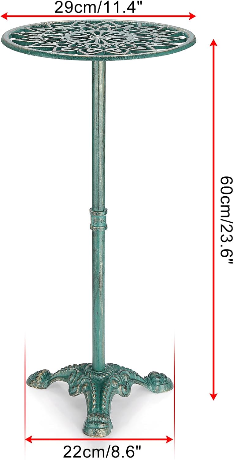 OwnMy Cast Iron Tall Plant Stand Heavy Duty Flower Pot Holder, Decorative Pedestal Potted Plant Rack, Indoor Outdoor Wrought Iron Large Single Plant Stand for Patio Garden Home, Antique Green