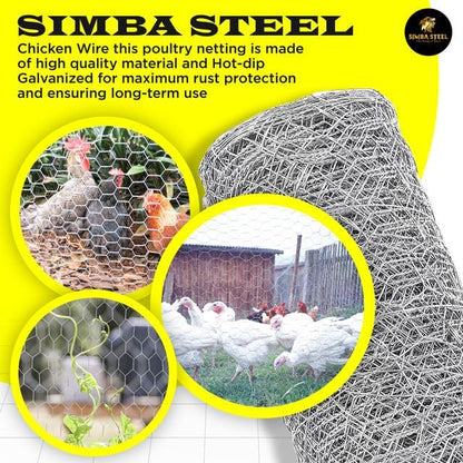 Chicken Wire 12 in x 100 FT x 2” Mesh x 20GA | Poultry Wire Netting | Hot Dipped Galvanised | Hexagonal Galvanized Mesh for Chicken Coop, Rabbit Cage, Fence Barrier PM12x100x2