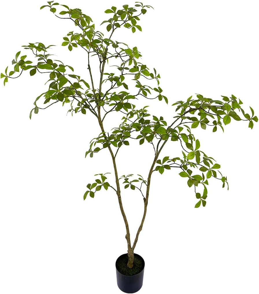 Artificial Gardenia Tree,5ft（1pack） Tall Fake Plants Artificial Mahonia fortunei Plants for Indoor, Fake Trees for Office Home Living Room Floor Patio Greening Porch Decor