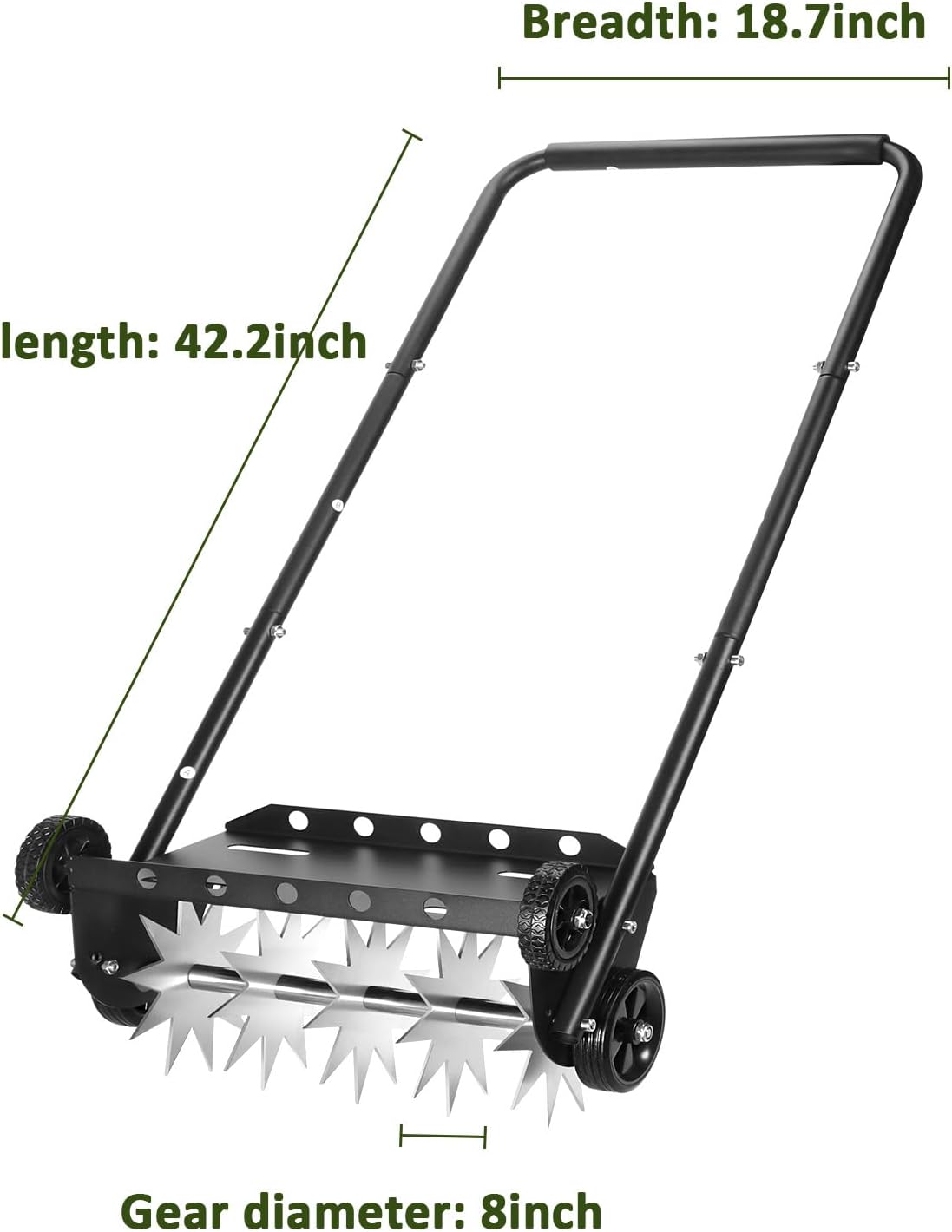 Lawn Aerator, 18 Inch Push Spike Aerator, Rotary Lawn Aerator, 4 Wheels Manual Scroll Aerator Lawn Tool, for Aerating Lawns Yard Care Loosening Soil