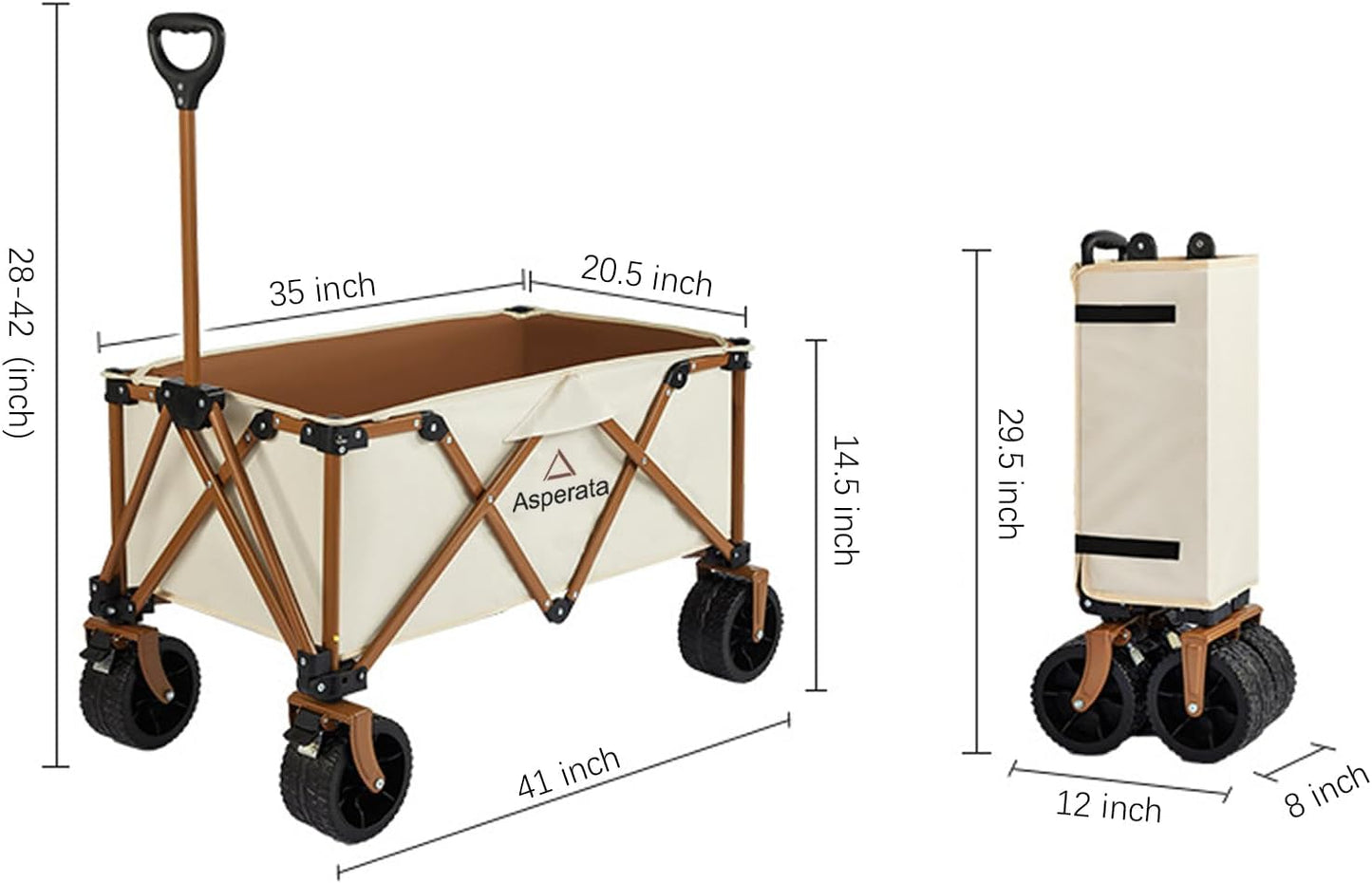 Collapsible Wagon - 330lbs Heavy Duty; Beach & Garden Cart with Big Wheels;White Wagons Carts for Grocery Sports Garden Shopping Camping