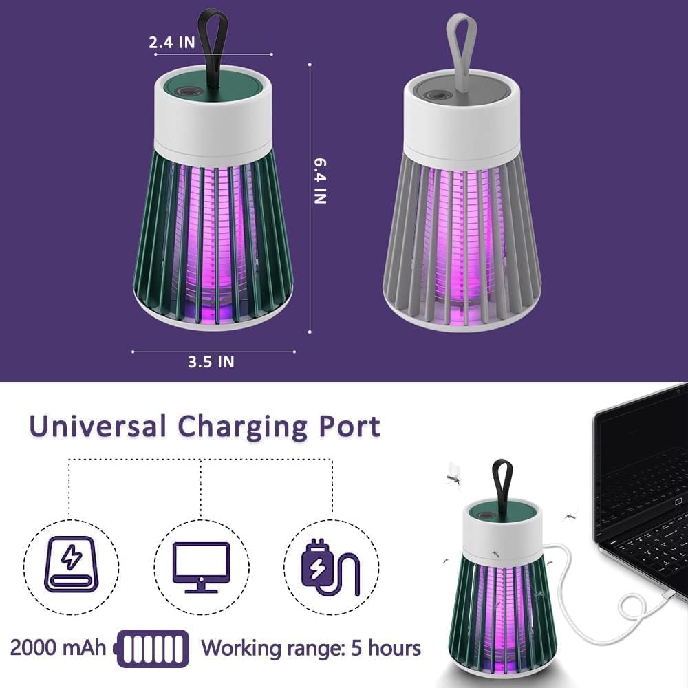 Mosquito Killer Lamp,Portable UV Bug Zapper Insect Trap for Indoor/Outdoor,USB-Powered with Grid for Camping,Patio,Home