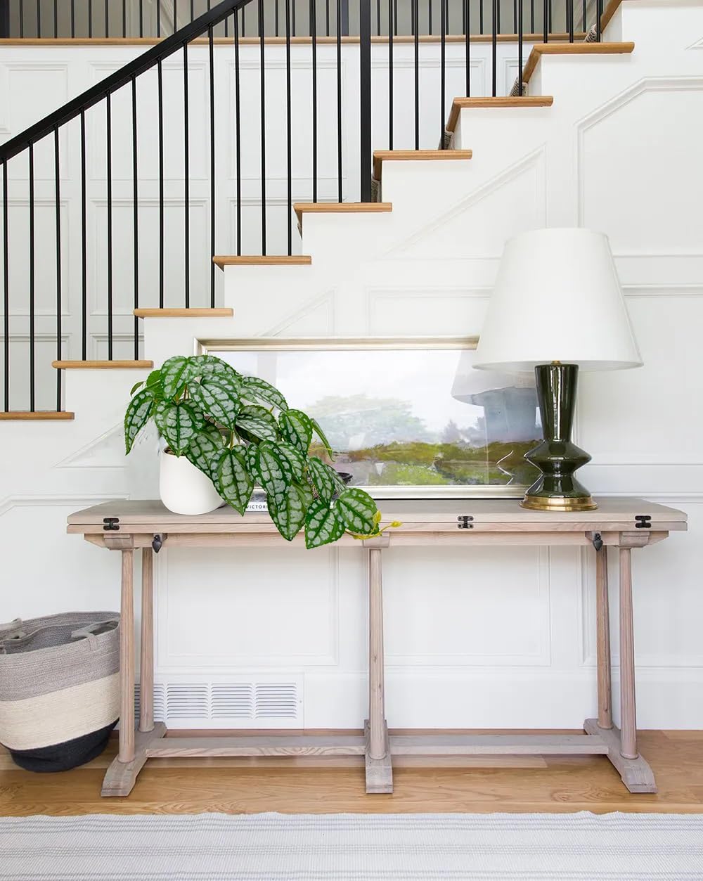 DILATATA Fake Plants Indoor 8 Inch Artificial Watermelon Plant in White Ceramic Pot - Faux Potted Pothos Plant for Home Aesthetic Decor Living Room Shelf Office