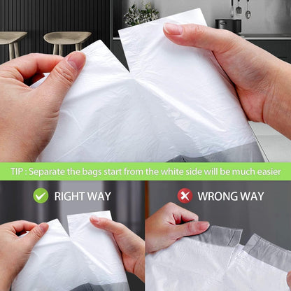 Teivio 1.6 Gallon 120 Counts Strong Drawstring Trash Bags Garbage Bags, Medium Kitchen Trash Can Bathroom Bin Liners, Plastic Trash Bags for Home Office Kitche, White
