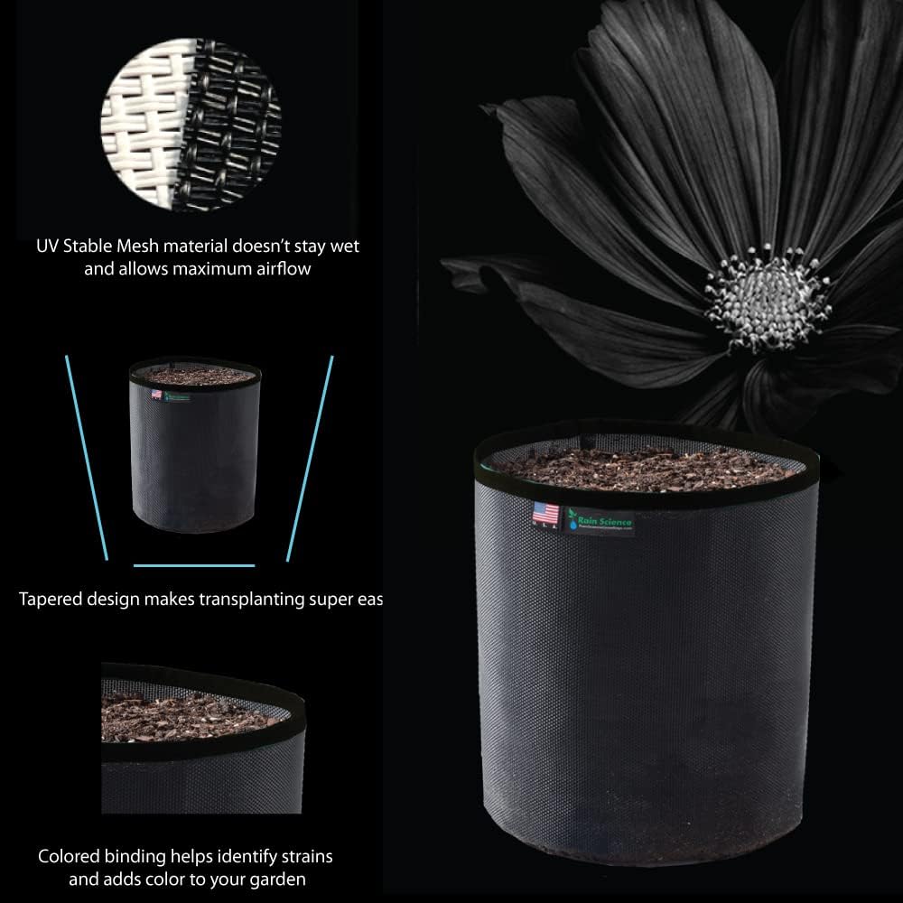 Grow Bag 3 Gallon, Planting Pots - Colorful Plant Grow Bags Pots Gardening Vegetable - Air Pruning Mesh Fabric Plant Container - (Black/Black)