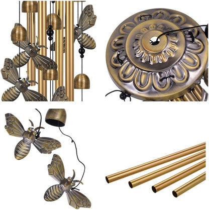 Bronze Bee Wind Chimes Decor, Mobile Blessing Wind Bells Decorate, Sympathy Wind Catcher, Memorial Gifts for Mom,Grandma,Woman (Housewarming/Outside/Indoor/Home/Room/Porch/Yard/Garden Decoration)