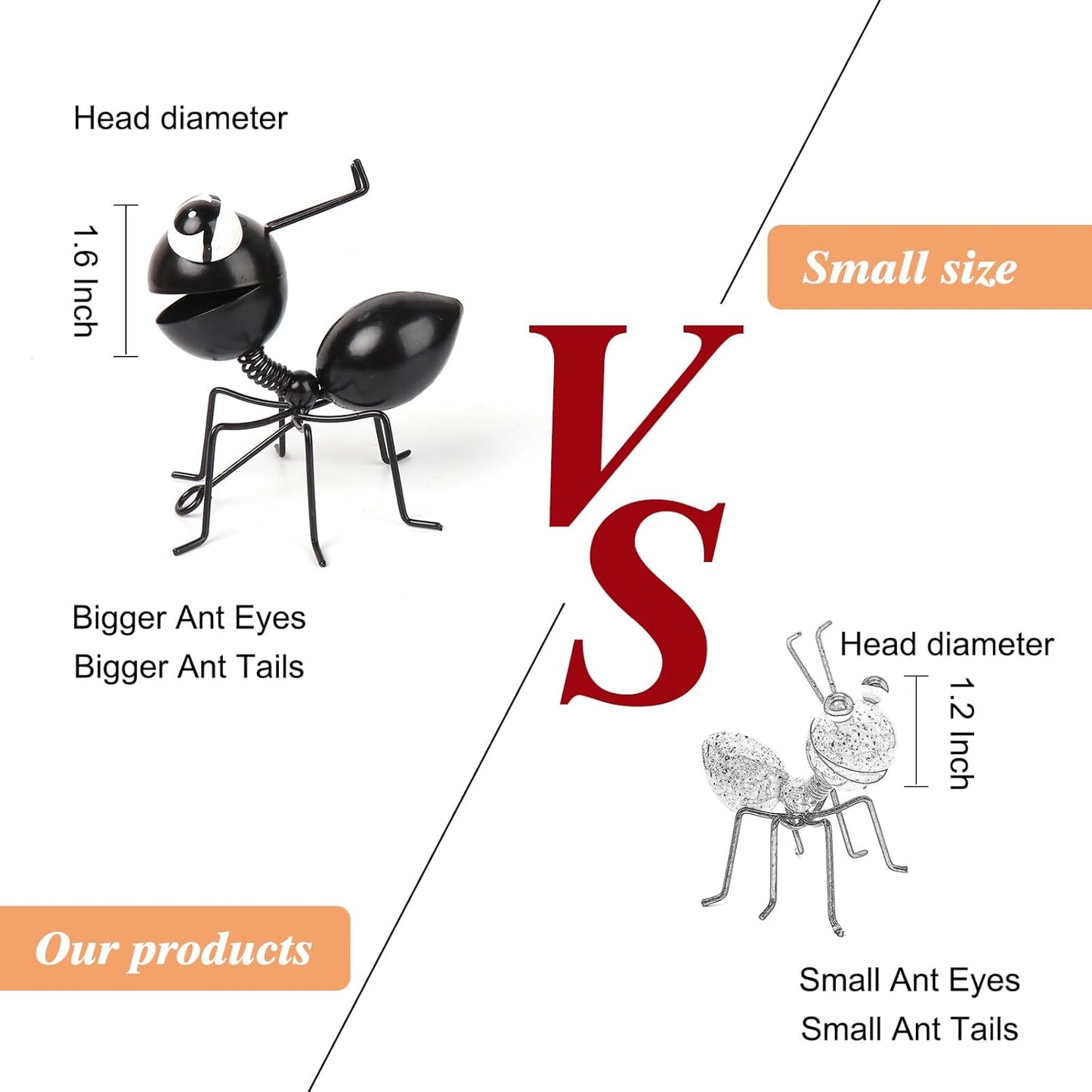 Metal Yard Art Garden Decor Cute Ant Outdoor Fence Decorations Lawn Ornaments - Set of 4 Black