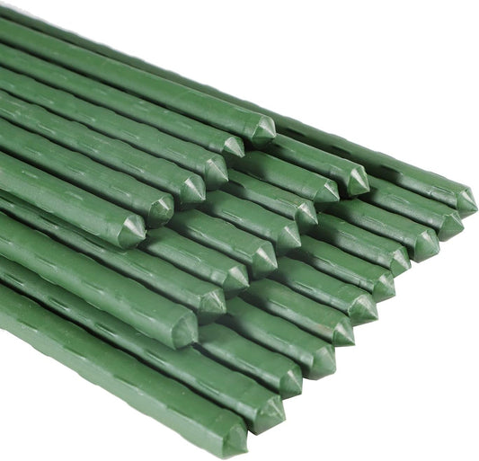 Garmeinea Garden Stakes 24 Inches Plastic Coated Steel Plant Stakes for Growing Climbing Plants