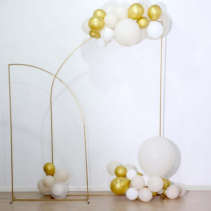 Tableclothsfactory 8ft Gold Metal Wedding Arch Chiara Backdrop Stand, Half Moon Floral Frame Arbor Display