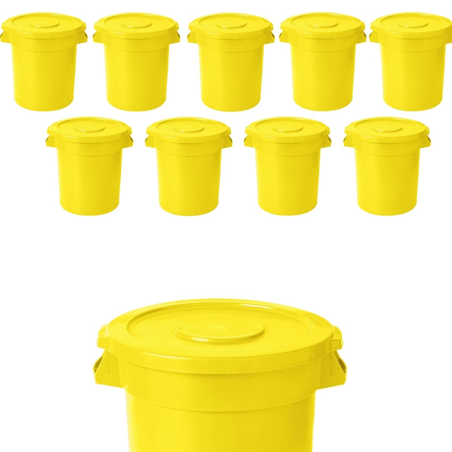 20 Gallon Trash Can With Lid Round Ingredient Storage Containers Recycling Bin Kitchen Garbage Can Office Garbage Can Trash Barrel Plastic Barrel Yard Waste Bin Outdoor Trashcan (10, Yellow)