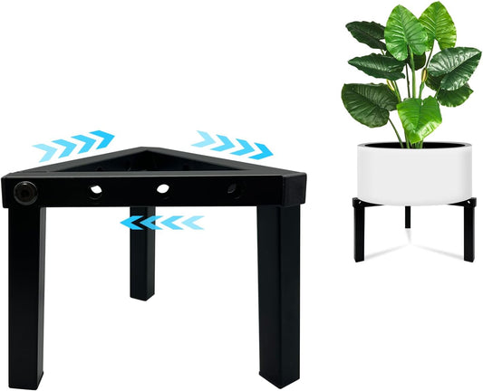 Three Legs Adjustable Metal Plant Stand for 5"-10" Plant Pot – Indoor & Outdoor (Black, 1 Pack)