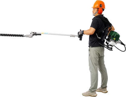 Backpack 4 in 1 Multi-Functional Trimming Tool, 31CC 4-Stroke Garden Tool System with Gas Pole Saw, Hedge Trimmer, Grass Trimmer, and Brush Cutter EPA Compliant