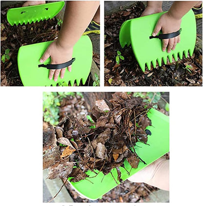 CFH-ALLEZ 1 Pair Lawn Claws Leaf Scoop Collect + 1 Pack 72 Gallons Reusable Light Green Garden Bag