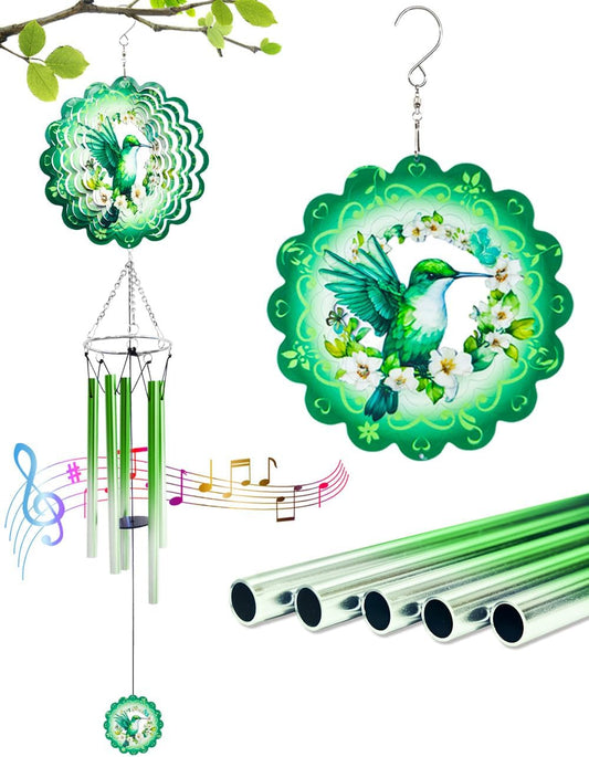 Hummingbird Wind Chimes with Wind Spinner, Christmas Birthday Gifts for Women Mom Friends Teacher, Humming Bird Windchimes, Outdoor Hanging Decor Clearance for Garden Patio Backyard Porch