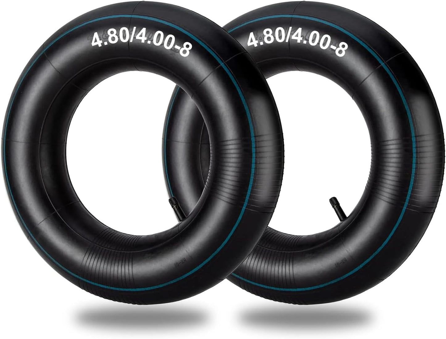4.80/4.00-8" Inner Tubes, 2 Pack Heavy Duty 4.80 4.00-8/480/400-8 Replacement Tire Inner Tube with Straight Valve Stem for Wheelbarrows, Lawn Mowers, Hand Trucks, Trailers, Tractor, 8" Carts