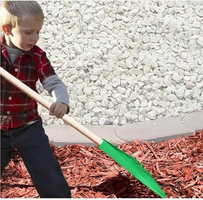 Orange Kids Size Rake, Kids Rake for Lawn with Hardwood Handle, Durable Plastic Head to Sweep Leaves on Lawn and Tidying Up The Garden, 34" by Superio