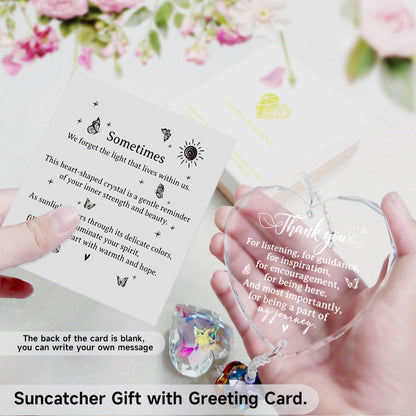Thank You Teacher Appreciation Gifts Suncatcher, Women Coworker Employee Retirement Leaving Going Away Farewell Gift Boss Nurse Mentor, Mother's Day for Moms Grandma Wife, for Indoor Window, Garden
