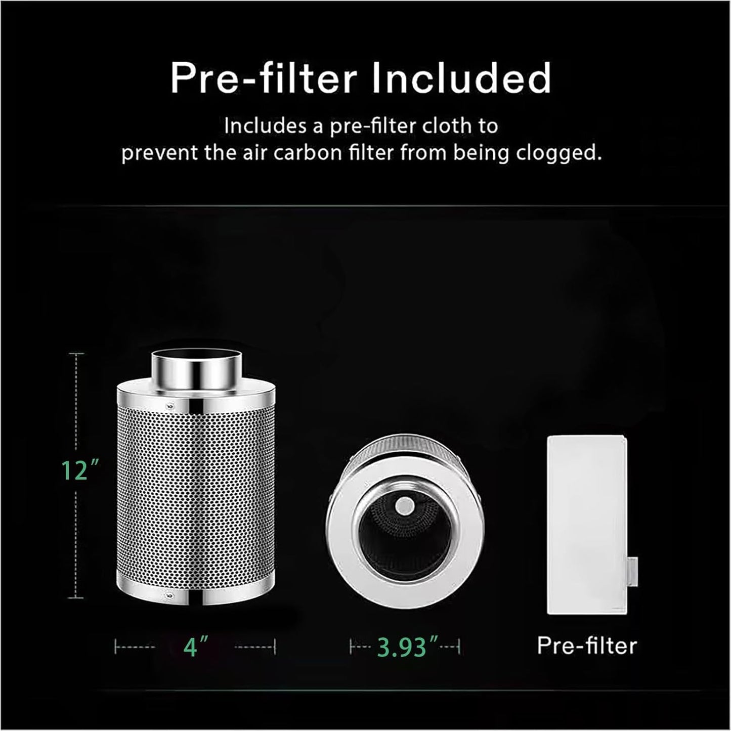 SunStream 4" Grow Tent Ventilation Kit, 203 CFM Inline Fan, Carbon Filter, 25ft Ducting Ventilation System for 2x2/3x3 Grow Tents Indoor Gardening, Hydroponics