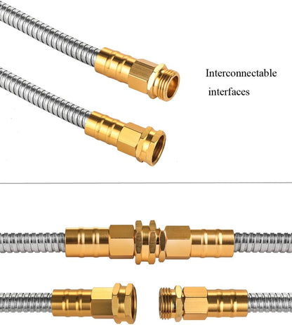 Expandable Metal Garden Hose 75 FT - 304 Stainless Steel Water Hose 75 FT - Heavy Duty non Kinking Flexible Garden Hose, no Bite