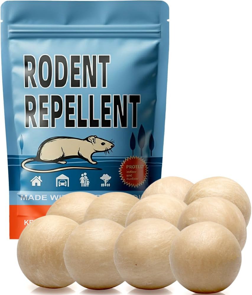 Rodent Repellent, Mouse Repellent, Mice Repellent Indoor, Rat Repellent, Mouse Deterrent for Car, Peppermint Balls for Mice, Keep Mice Out of Garage, Moth Balls for Outdoor Use-10Pcs