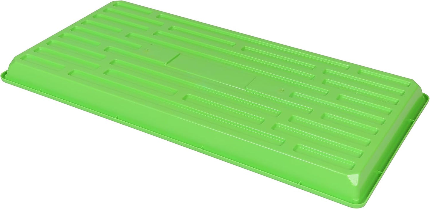 SUNPACK 10" x 20" Heavy Duty Shallow Plastic Seed Starting Tray, Green, 1" - No Drainage Holes, Perfect for Greenhouses or Indoor Gardening
