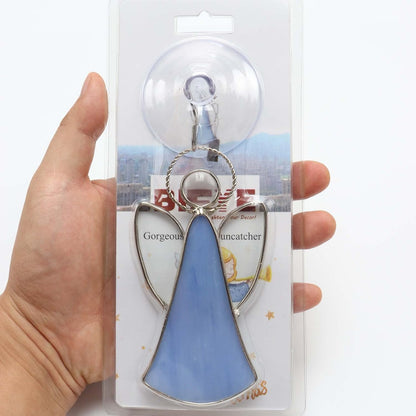 Bieye W10103 3PCS Tiffany Style Stained Glass Window Hangings for Home Decor (Angel)