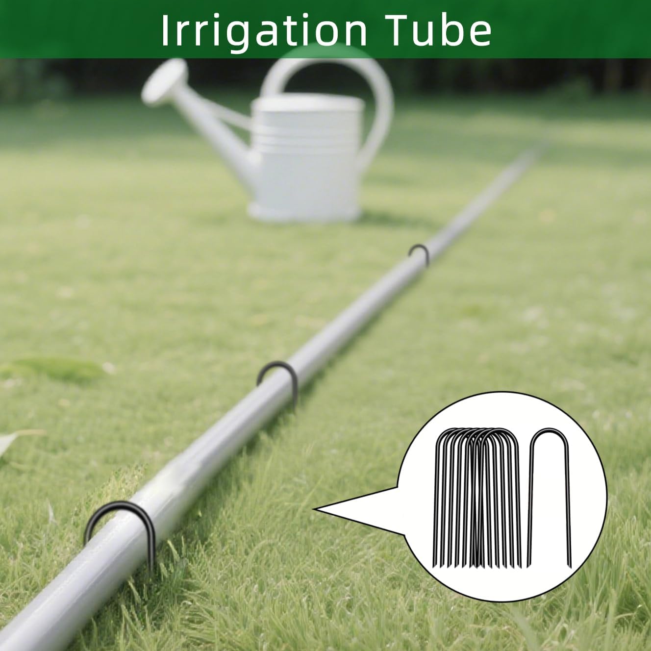 6 inch 25 Pack U Shape Green Garden Stakes,11 Gauge Garden Pins,U-Shaped Tent Stakes,Galvanized Landscape Staples for Yard Lawn,Tube, Landscape Fabrics,Irrigation Hose and Weed Barriers