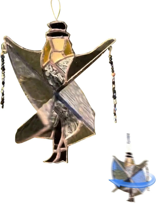 Dancing Lady Stained Glass Spinner, Stained Glass Suncatcher Decor, Decorative Wind Spinner for Window, Garden, Porch, Home Decoration (1PC)