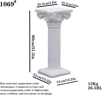 Decorative Roman Column Pedestal,MGO Cement with Fiber, Classical Garden Pillar, Indoor Outdoor Decor, Wrap Foam Safely Delivered from Local Warehouse (White, 31.5IN)