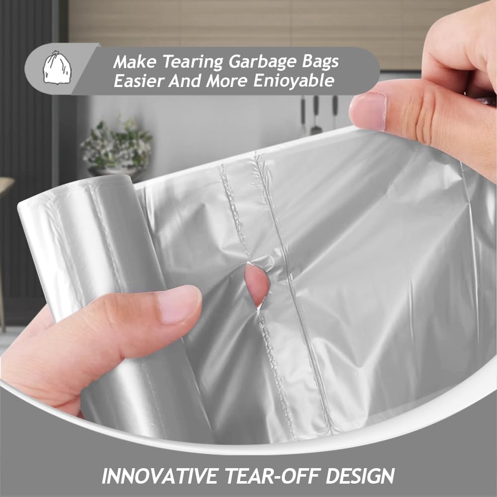 4 Gallon 300 Counts Strong Trash Bags Garbage Bags by Teivio, Bathroom Trash Can Bin Liners, Small Plastic Bags for home office kitchen (Grey)