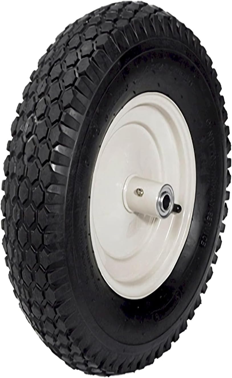 SCENIC ROAD Wheelbarrow Replacement Tire, 16" Wheel with Bearing and Grease Fitting, 4-Ply Knobby Tire