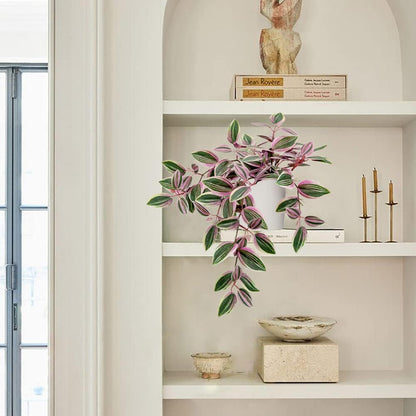 Fake Hanging Plants in Ceramic Pot, 20 Inch Artificial Pink Ivy Leaves Plant Faux Greenery Vine Plants for Home Bedroom Office Table Shef Desk Indoor Outdoor Decor Pink