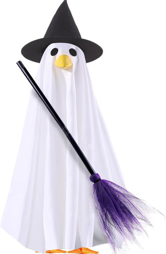 DIYDEC Halloween Ghost Goose Outfit Lawn Porch Goose Clothes Fall Halloween Goose Costume for 23"