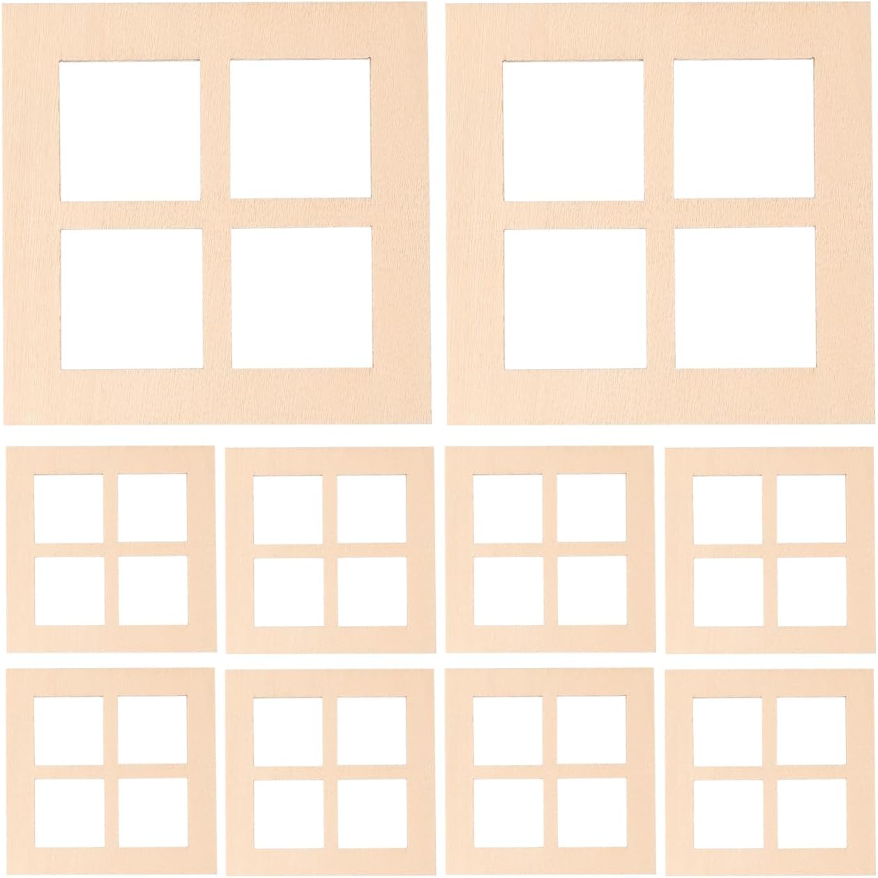 10Pcs Wooden Window for Dollhouse: 2.7 Inch Miniature Frame Mini Furniture Doll House 1:12 Dollhouse Wooden Doors - Miniature Furniture Doll Craft Window Frame Model Decoration