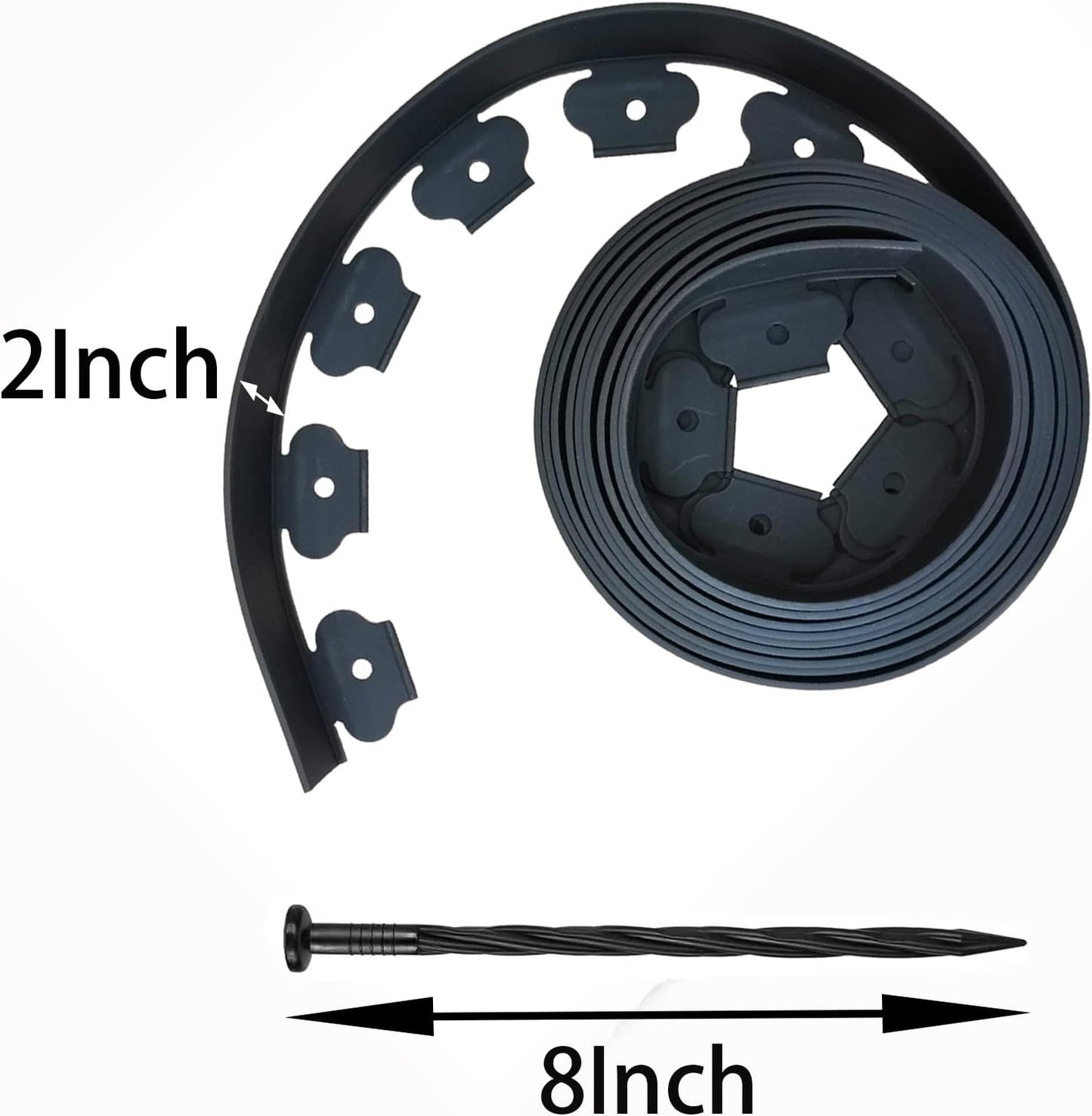Landscape Edging,20ft Plastic Garden Edging with 20 Stakes,2 Inch Tall Lawn Edging for Lawn,Yard,Flower Gardens Edging Border (Black-20FT)