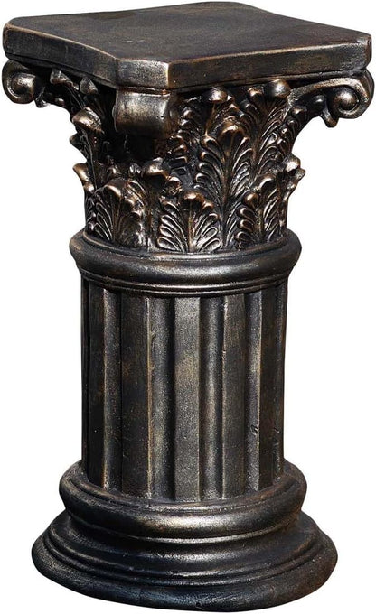 Classic Roman Column Pedestal 23.6” – Black Bronze Decorative Pillar for Indoor Outdoor Garden Display