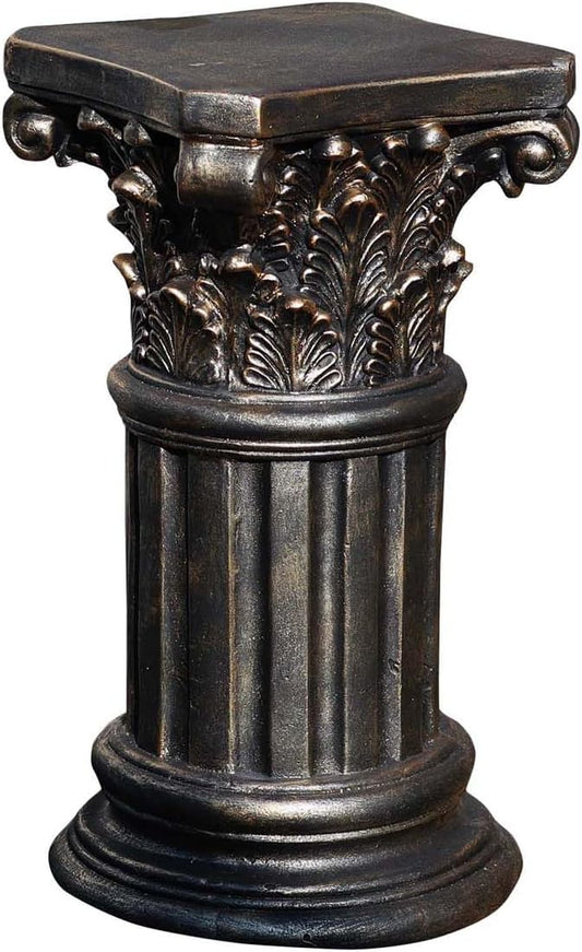 Classic Roman Column Pedestal 23.6” – Black Bronze Decorative Pillar for Indoor Outdoor Garden Display